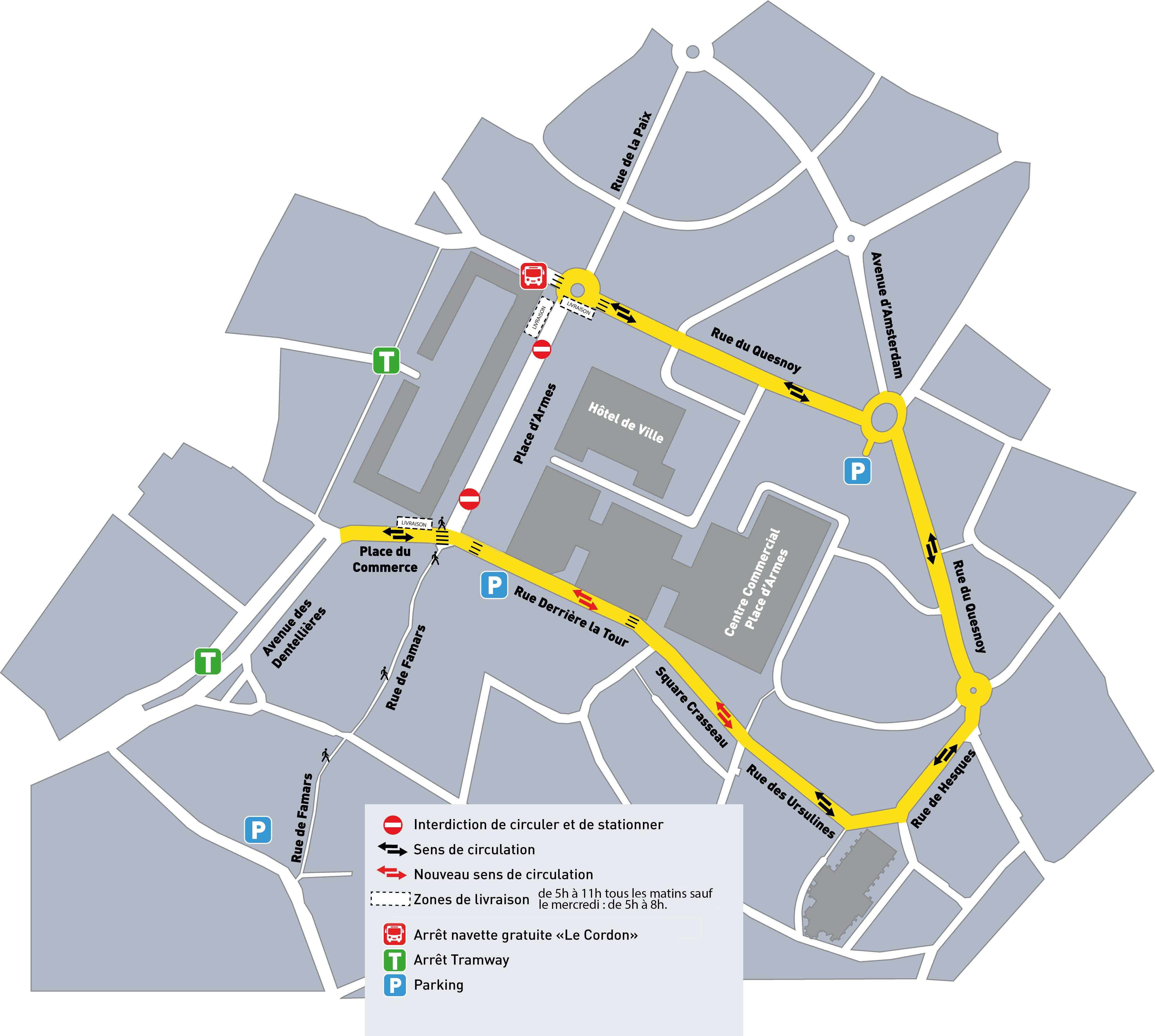 Phase d’expérimentation de la piétonisation – place d’Armes